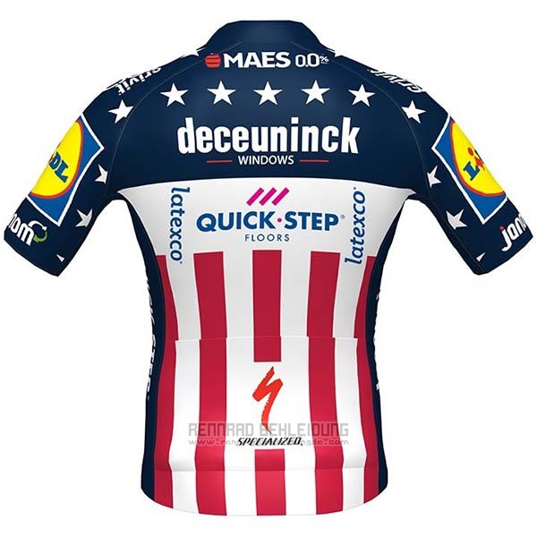 2020 Fahrradbekleidung Deceuninck Quick Step Champion USA Trikot Kurzarm und Tragerhose - zum Schließen ins Bild klicken